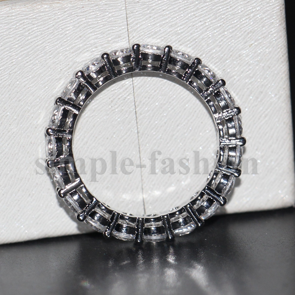 Eternity Lady Promise Ring 925 sterling silver 4mm AAAAA Cz statement Engagement Wedding band rings for women Bridal Jewelry