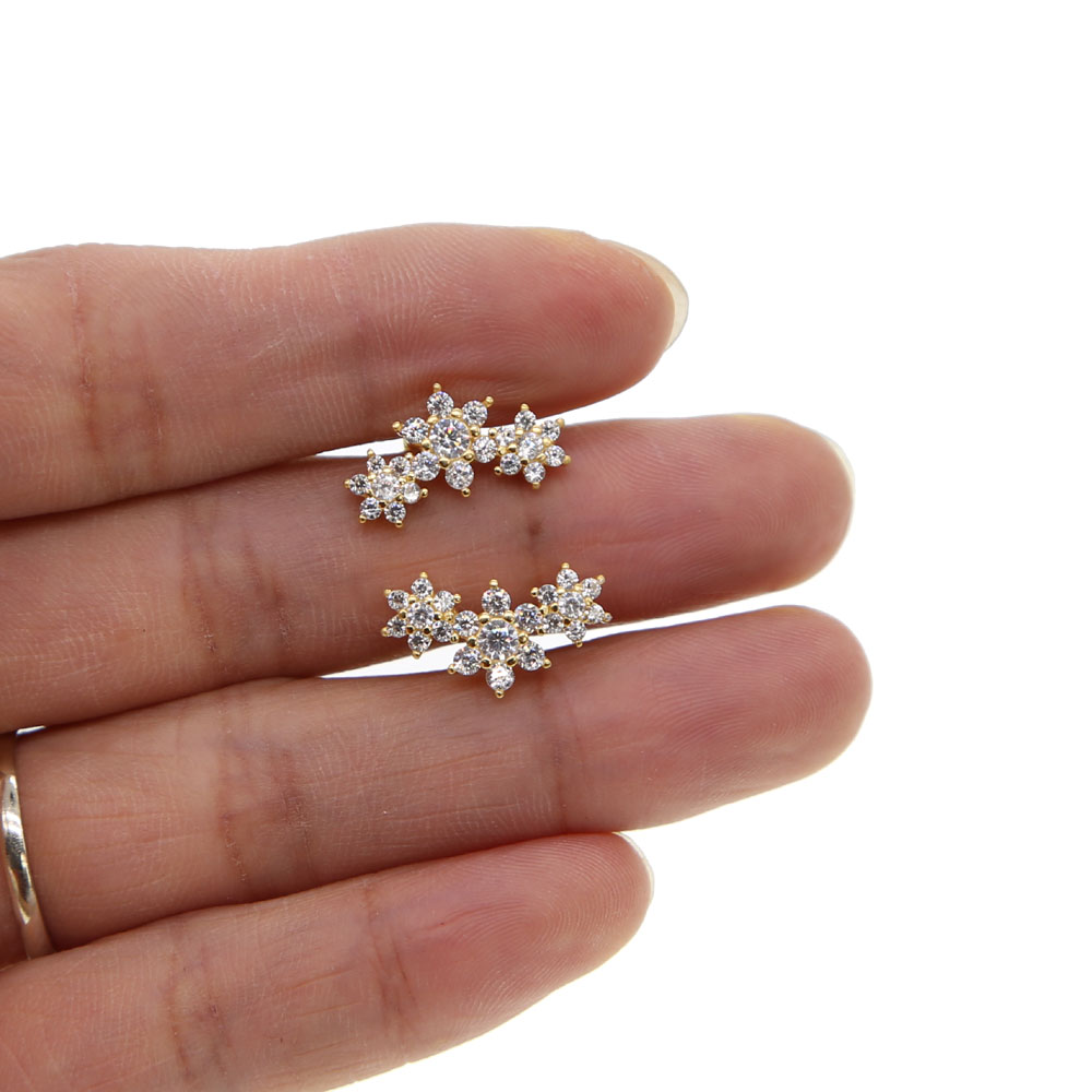 Sterg Sier Rhodium Gold wer Earrings: Dainty Delicate Elegance for Women & Girls