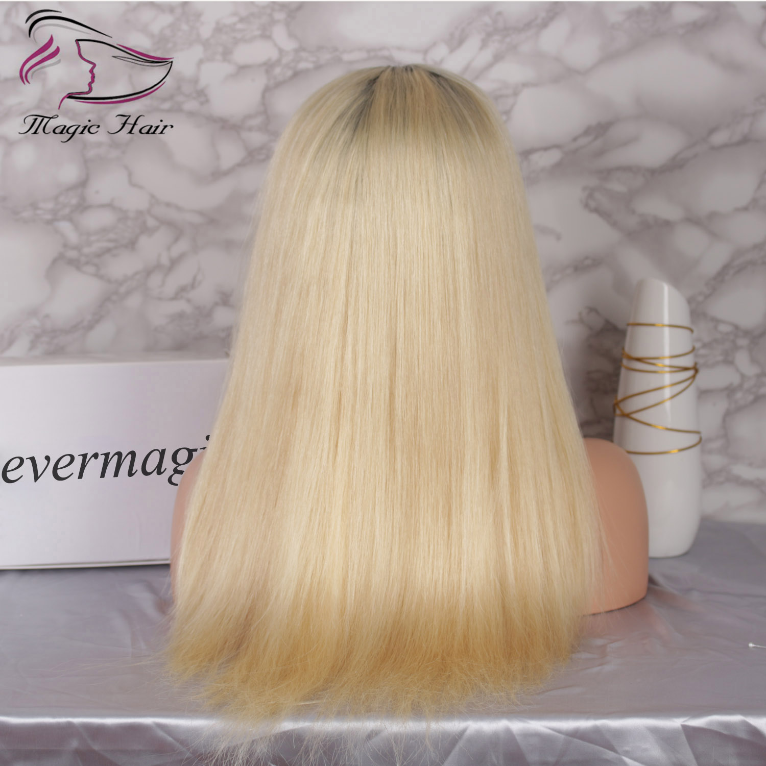 1bT#613 Glueless Full Lace Human Hair Wigs with Baby Hair Pre Plucked 130% Density Brazilian Virgin Hair Ombre Blonde Lace Front Wigs