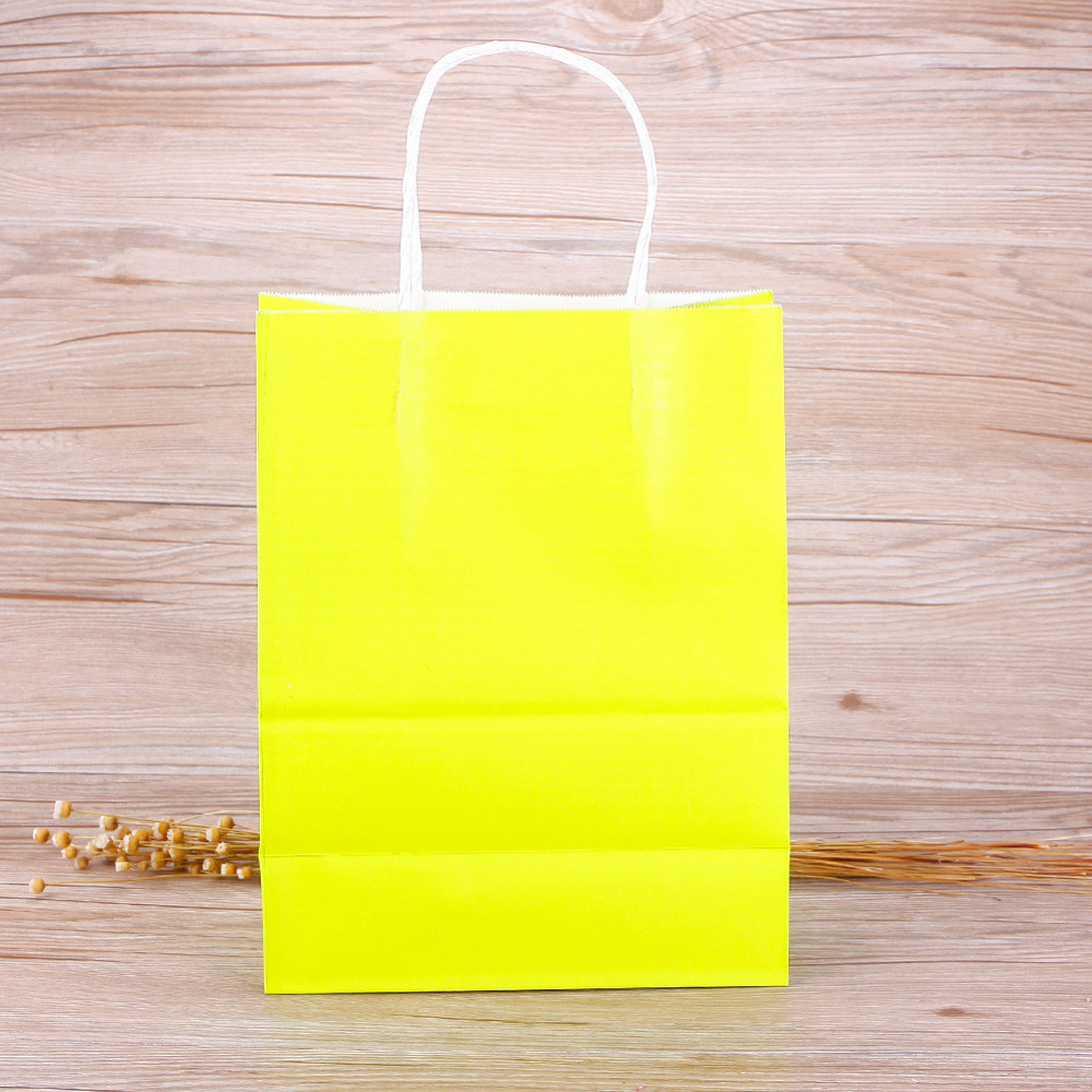 High Quality Kraft Paper packing Bag With Handles Festival Gift Bag For Wedding candy colors Paper Bags for shopping 10 colors
