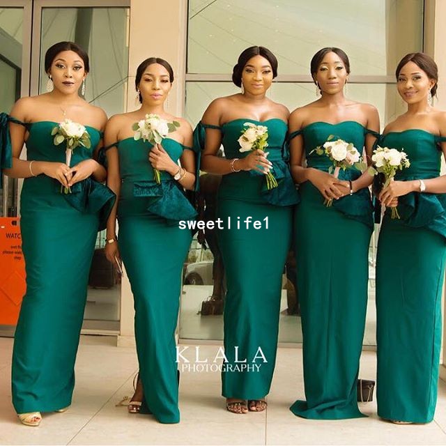 2019 Dark Green Off The Shoulder Bridesmaid Dresses Mermaid Peplum Maid Of Honor Wedding Guest Gown Custom Made
2019 Dark Green Off The Shoulder Bridesmaid Dresses Mermaid Peplum Maid Of Honor Wedding Guest Gown Custom Made