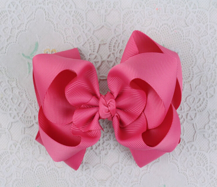 50pcs Gril 4.5 inch grosgrain ribbon hair bows clips Headwear Layered Bowknot boutique hair elastic ties funky hair accessories HD3207