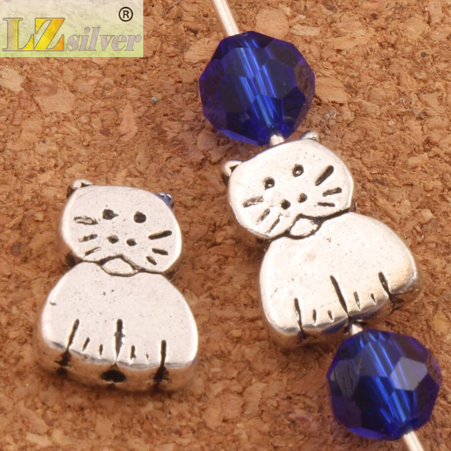 188pcslot Cat Metal Spacer Beads 11X85mm Antique Silver Spacers Loose Bead For Jewelry Making Findings L597