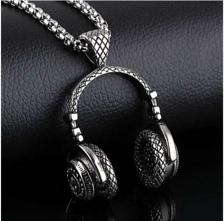 Hip Hop Jewelry Men Necklace Stainless Steel Music Headphone Pendant Necklaces 2018 Fashion Cool Gifts Mens Jewellery Collier