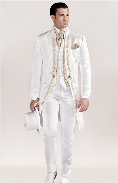 New Design Vertical collar Embroidered edge White Long money Wedding Men Suits Tuxedos Men Party Groomsmen Suits(Jacket+Pants+Tie+Vest)NO226, Same as image
New Design Vertical collar Embroidered edge White Long money Wedding Men Suits Tuxedos Men Party Groomsmen Suits(Jacket+Pants+Tie+Vest)NO226, Same as image