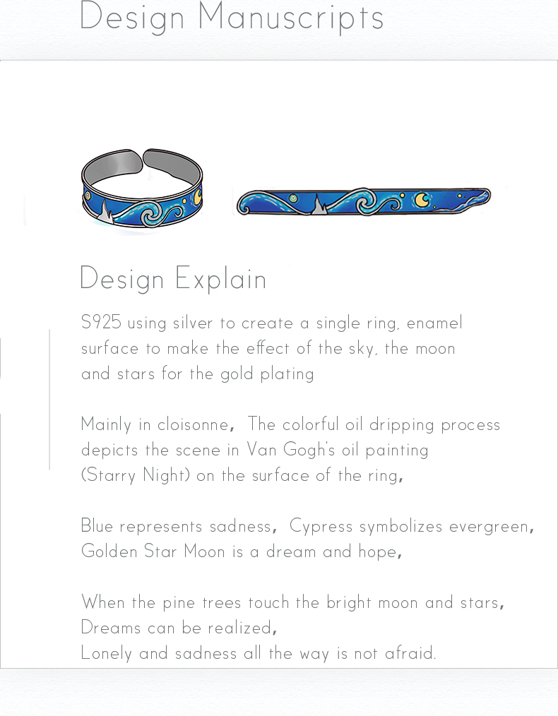 Thaya Genuine s925 Silver Ring Van Gogh's Glitter Deer Sky Gold Moon Star Finger Ring bohemian Vintage jewelry for Women S18101001