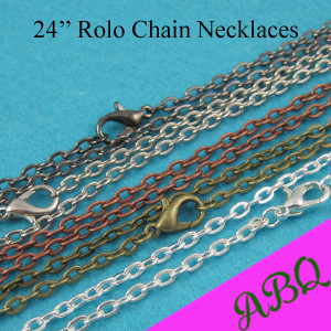 whole sale24 inch Rolo chain Neecklace, 60cm Metal necklace Chains - Silver, Bronze, Copper, Antique Silver, Gunmetal, Black
whole sale24 inch Rolo chain Neecklace, 60cm Metal necklace Chains - Silver, Bronze, Copper, Antique Silver, Gunmetal, Black