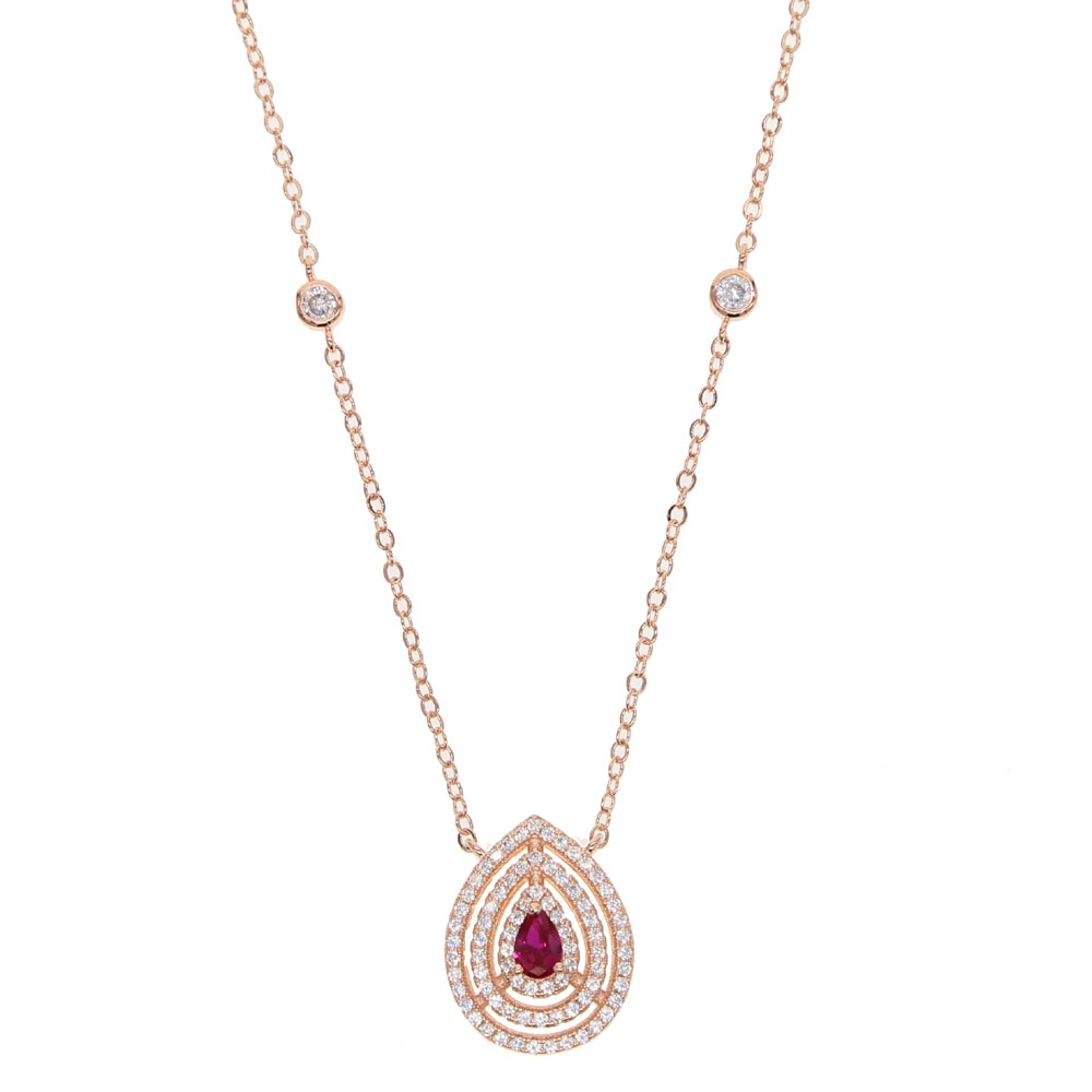 4 colors rose gold tear drop cz link chain wedding engagment bridal necklace 2018 fashion jewelry european women CZ diamond Collar