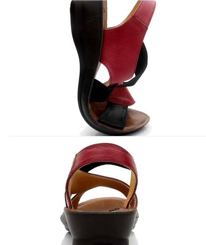 new Summer Fashion Sandals Genuine Leather Comfortable Slipper Flops Shoes Open Toe Women Cowhide Wedges Women's Sandals 34-40