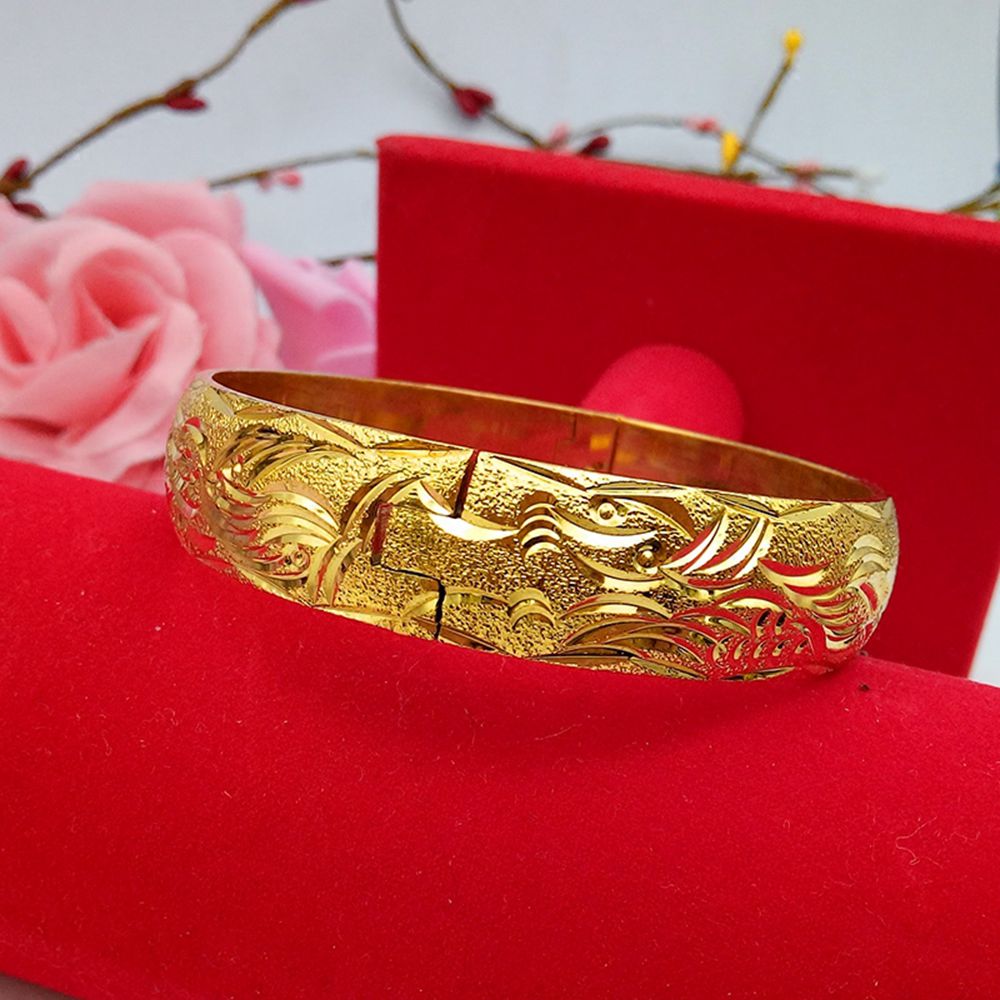 2 Pieces Wholesale Phoenix Thick Bangle 18k Yellow Gold Filled Wedding Classic Style Womens Bangle Bracelet Gift