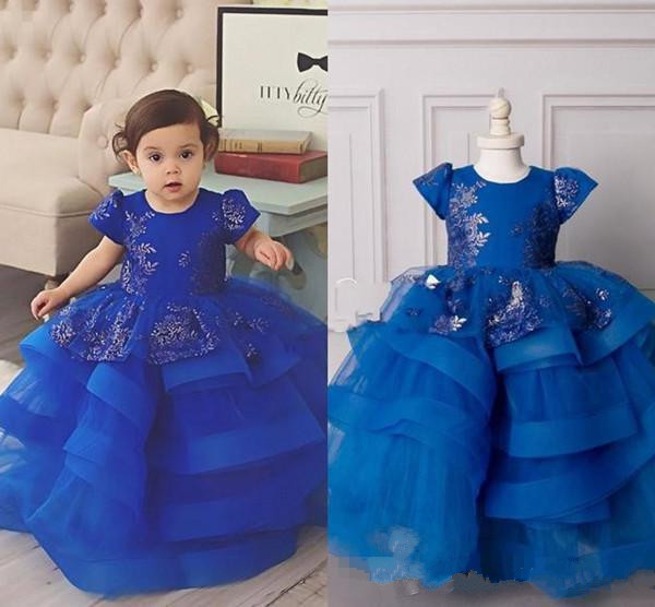 2020 Lace Ball Gown Flower Girls Dresses Short Sleeve Royal Blue Girls Pageant Gowns Tiered Tulle Kids Formal Wear For Wedding Party
2020 Lace Ball Gown Flower Girls Dresses Short Sleeve Royal Blue Girls Pageant Gowns Tiered Tulle Kids Formal Wear For Wedding Party