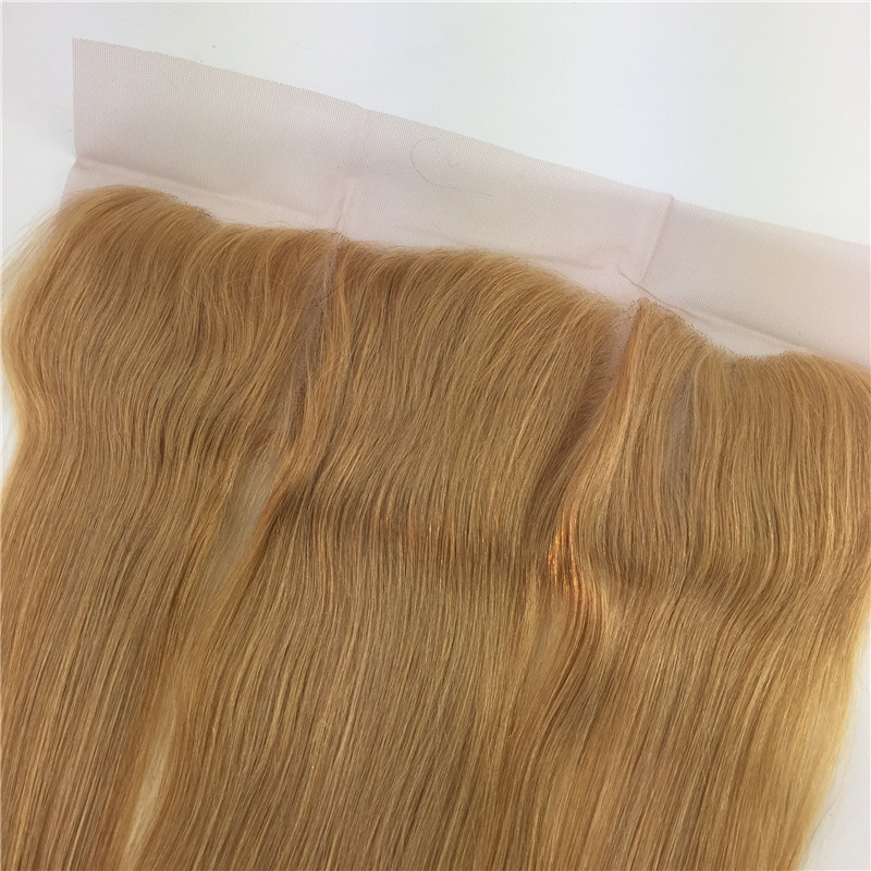 13x4 Ear To Ear Lace Frontal Closure Ombre Blonde 1B #27 Dark Root Human Virgin Hair Straight Lace Frontal Bleached Knots Free Part