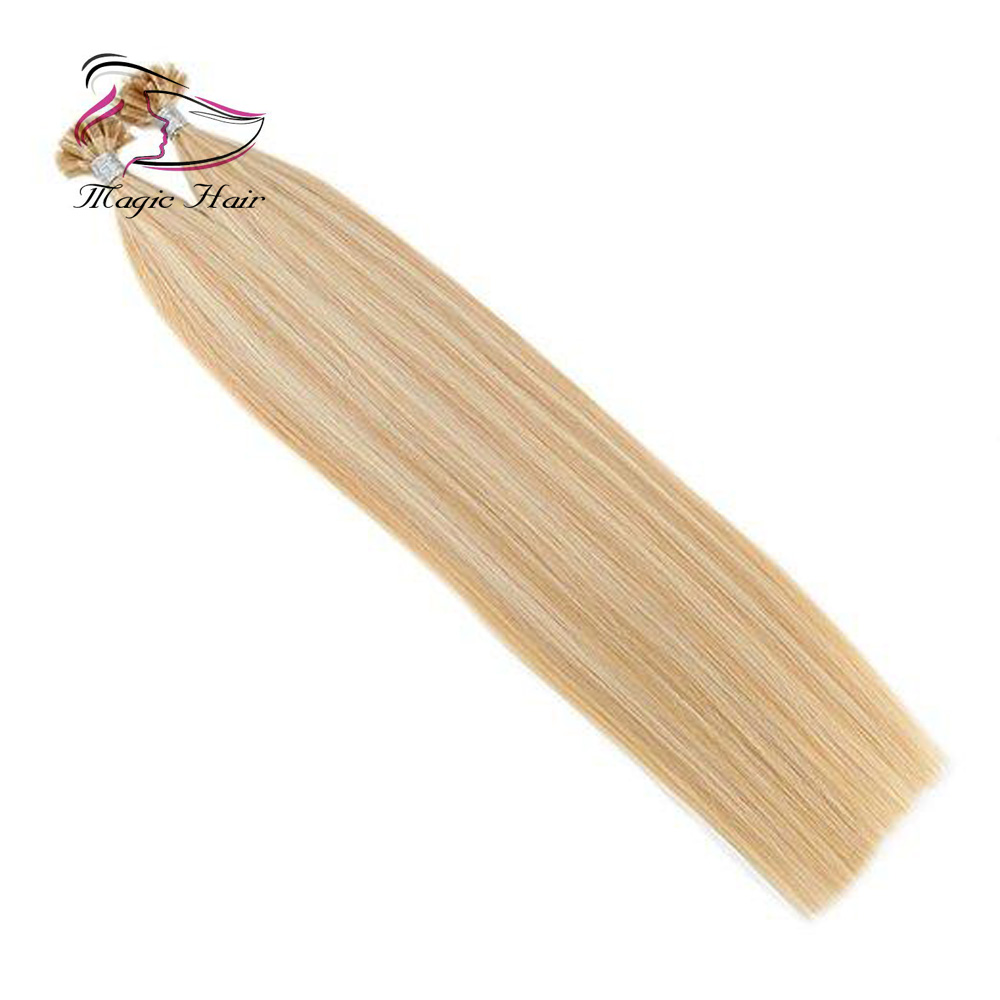 U Tip Keratin Remy Human Hair Extension Golden Blonde #16 Highlighted with Blonde #22 (#P16/22)