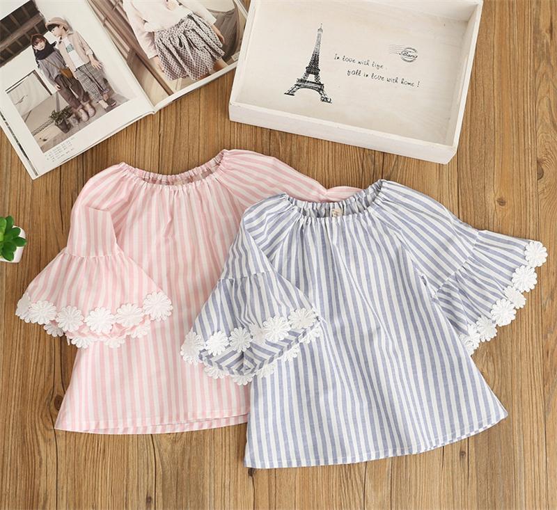 new fahshion Baby Girls blue Striped Lace Top Flare Sleeve T-shirt summer girl princess shirt 2-7 years, Pink
new fahshion Baby Girls blue Striped Lace Top Flare Sleeve T-shirt summer girl princess shirt 2-7 years, Pink