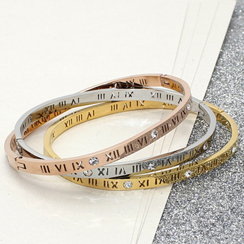 925 Sterling Silver Rose Gold color bangles Rome numerals simple inlaid Cubic Zircon men and women
925 Sterling Silver Rose Gold color bangles Rome numerals simple inlaid Cubic Zircon men and women