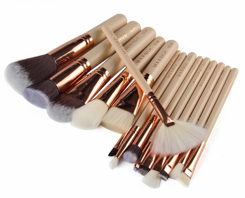 MAANGE 15 Pcs Professional Makeup Brushes Set Powder Foundation Eye shadow Blush Blending Lip Cosmetic Tool Kit 2018 NEW ARRIVAL
