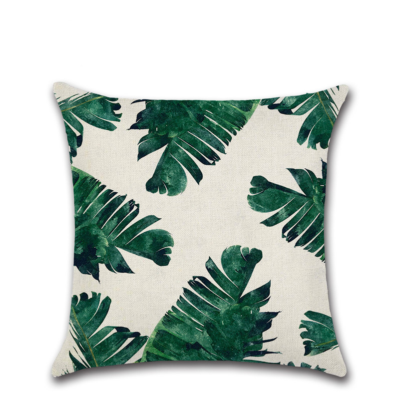 New Green Plants Pillow Case Pillowcase Cotton Linen Ethnic Pillow Cover Bedroom Throw Covers