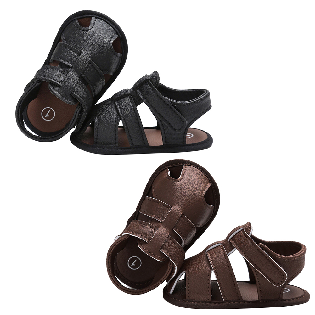 Baby Boy Shoes Newborn Footwear Black Grey Male Baby Shoes Summer Toddler First Walker PU Leather Infant Prewalker