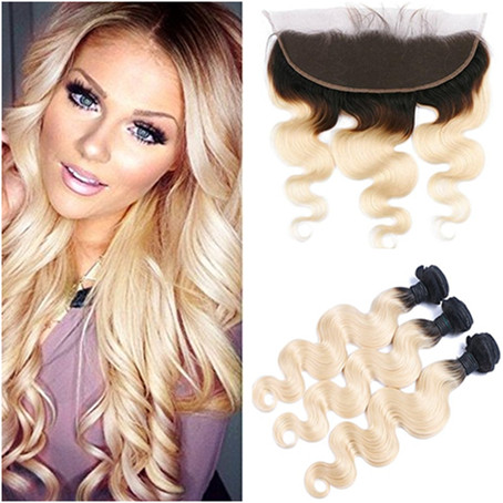 Virgin Blonde Ombre Human Hair Weaves with Frontals Body Wave 1B/613 Ombre Brazilian Hair 3 Bundle Deals with 13x4 Lace Frontal Closure, #1b/613
Virgin Blonde Ombre Human Hair Weaves with Frontals Body Wave 1B/613 Ombre Brazilian Hair 3 Bundle Deals with 13x4 Lace Frontal Closure, #1b/613