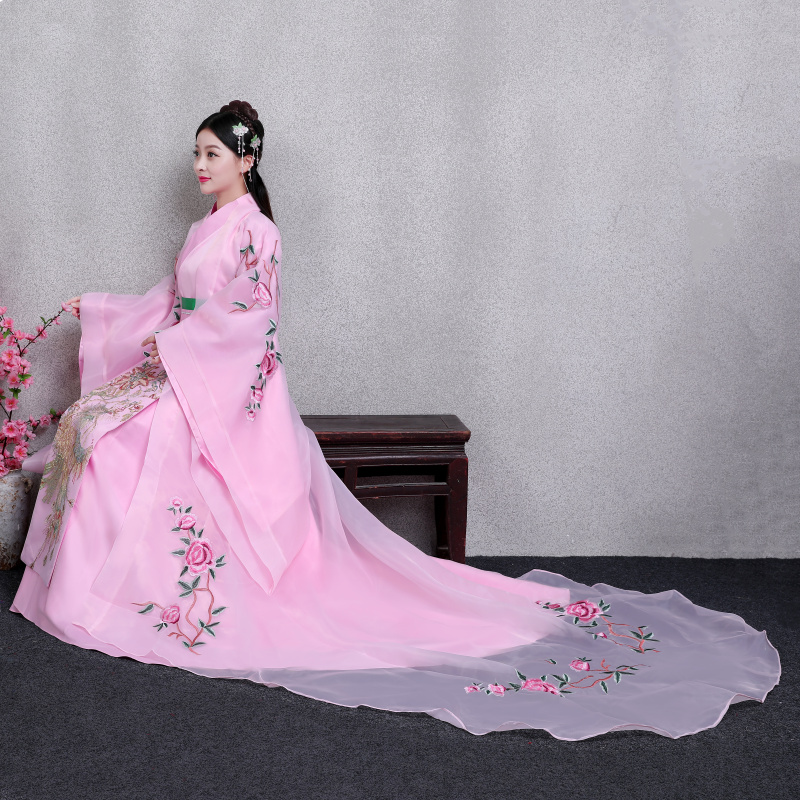 Ethnic Clothing Elegent Traditional dress female costume Ancient China Princess Outfit hanfu Costume embroidered Pink Chinese Charming woman