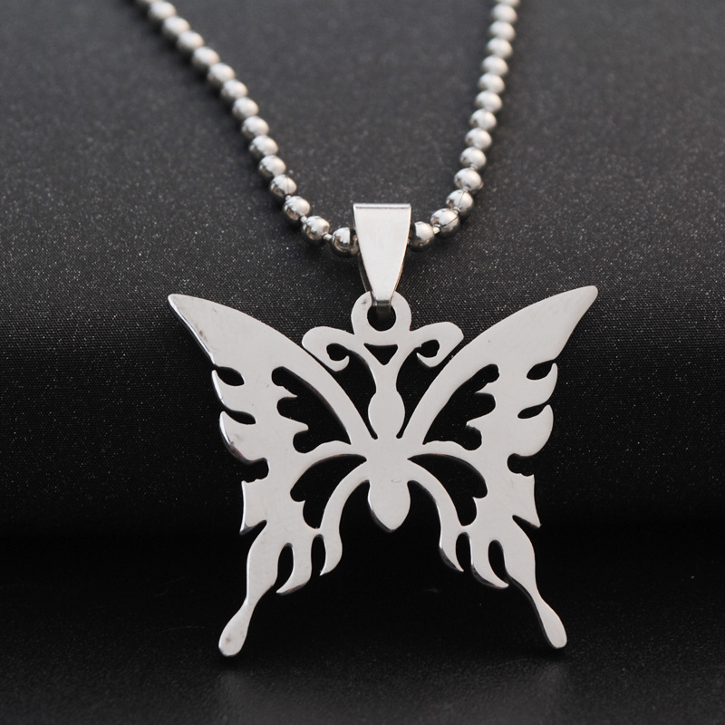 1pcs stainless steel hollow butterfly charm necklace animal insect butterfly bee necklace butterfly effect pendant charm necklace jewelry
