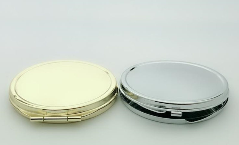 Folding Pocket Mirror Round Compact Double-sided silver gold Makeup Mirrors fast shipping F1019