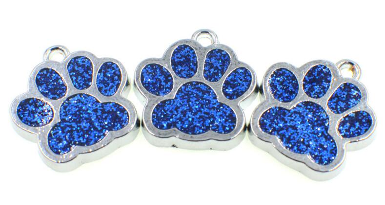 Whole 50pcslot Bling dog bear paw print hang pendant charms fit for diy keychains necklace fashion jewelrys