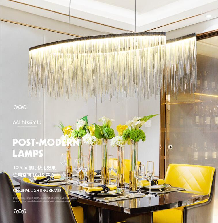 Led Modern Chandelier Lighting Tassel Design Indoor Chandelier Light Hanging Pendant Light Hotel Restaurant Home Lamps Silver or Gold Color