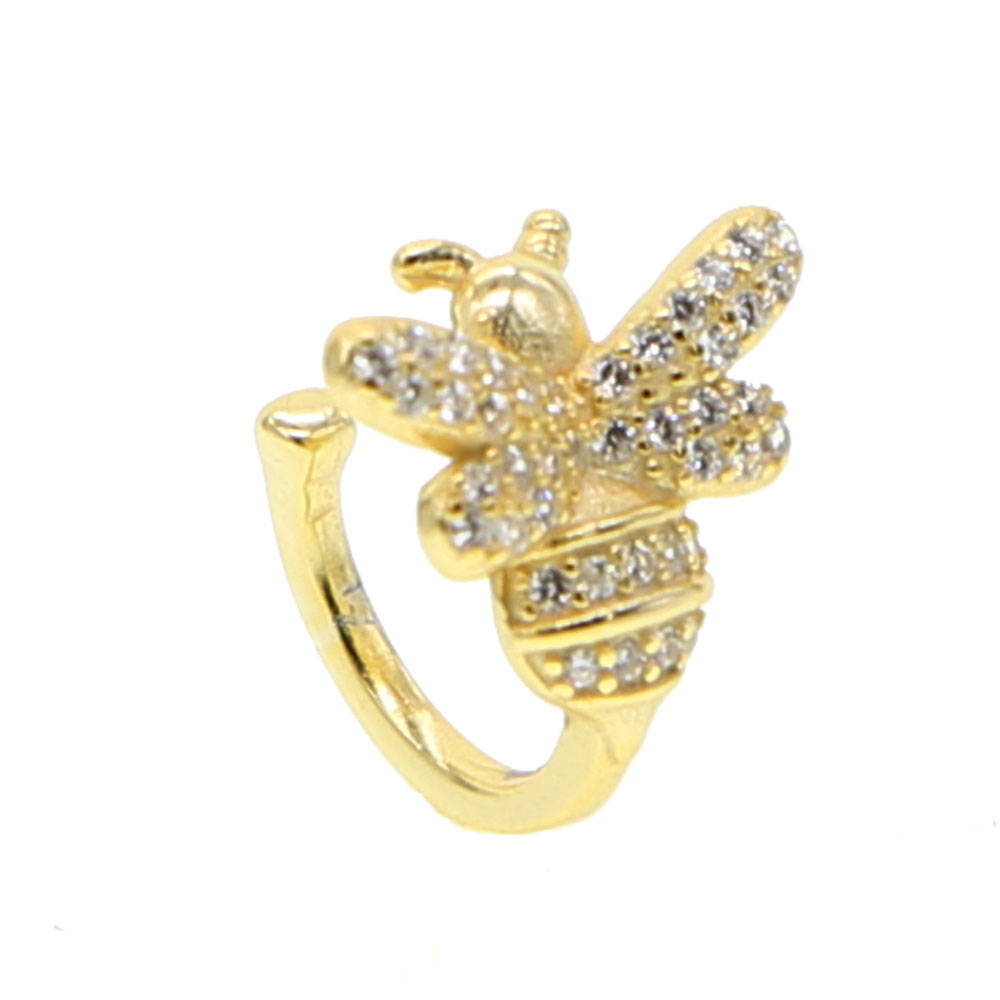 2 Styles Cute Insect Bee Micro Pave Cubic Zirconia Earrings Gold Color Women Studs Ear Cuff Earrings