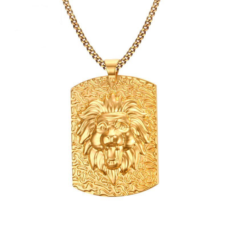 Punk Mens Hip Hop Jewelry Animal Lion Head Shape Cuban Link Chain Necklaces & Pendants 53MM Gold Plated Titanium Stainless Steel Men Jewelry
Punk Mens Hip Hop Jewelry Animal Lion Head Shape Cuban Link Chain Necklaces & Pendants 53MM Gold Plated Titanium Stainless Steel Men Jewelry