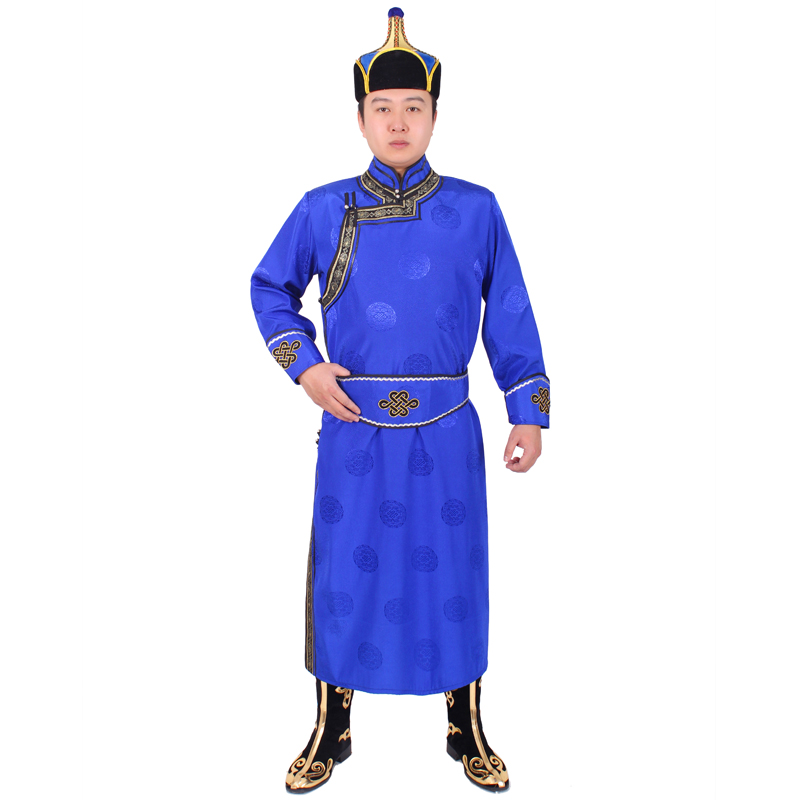 New fashion Mongolian long robe men's wedding party ethnic clothing grassland living costume Chinese national dress male