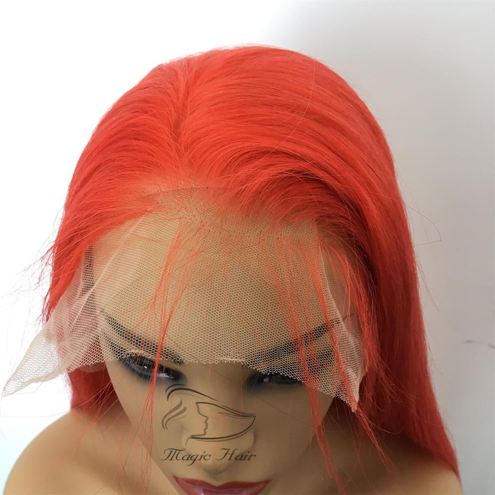 Full Lace Human Hair Wigs Red Color Silky Straight Brazilian Virgin Human Hair 150 Density Lace Front wig With Baby Hair Glueless