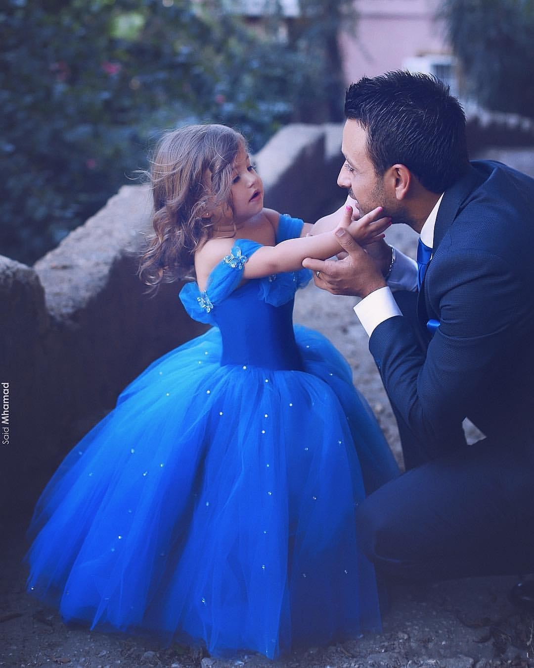 Princess Royal Blue Girls Dresses Toddler Applique Off Shoulder Tiered Tulle Pleats Pageant Dress For Little Kids