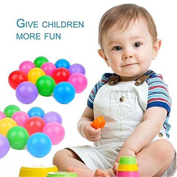 100pcs Colorful Fun Balls Soft Plastic Ball Pit Balls Baby Kids Tent Swim Toys Ball 55CM Colours