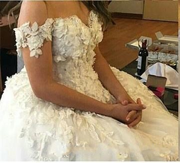 A Lnie Wedding Dresses Off Shoulder Lace Appliques Beads 3D Floral Flowers Corset Back Vestido Backless Long Plus Size Bridal Gowns