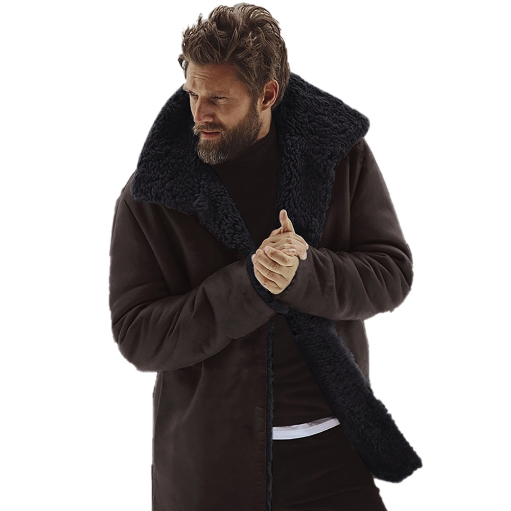 Mens Winter Medium Length Woollen Jacket Thickened Detached Coat 10.31