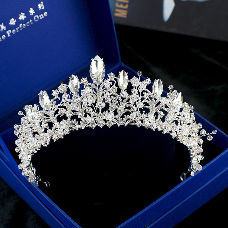 Sliver Wedding Crown Bridal Bridesmaid Baroque chic Crystal tiara Rhinestone crown headband Wedding Dress Studio Tiara Sweet 16 16*5 cm