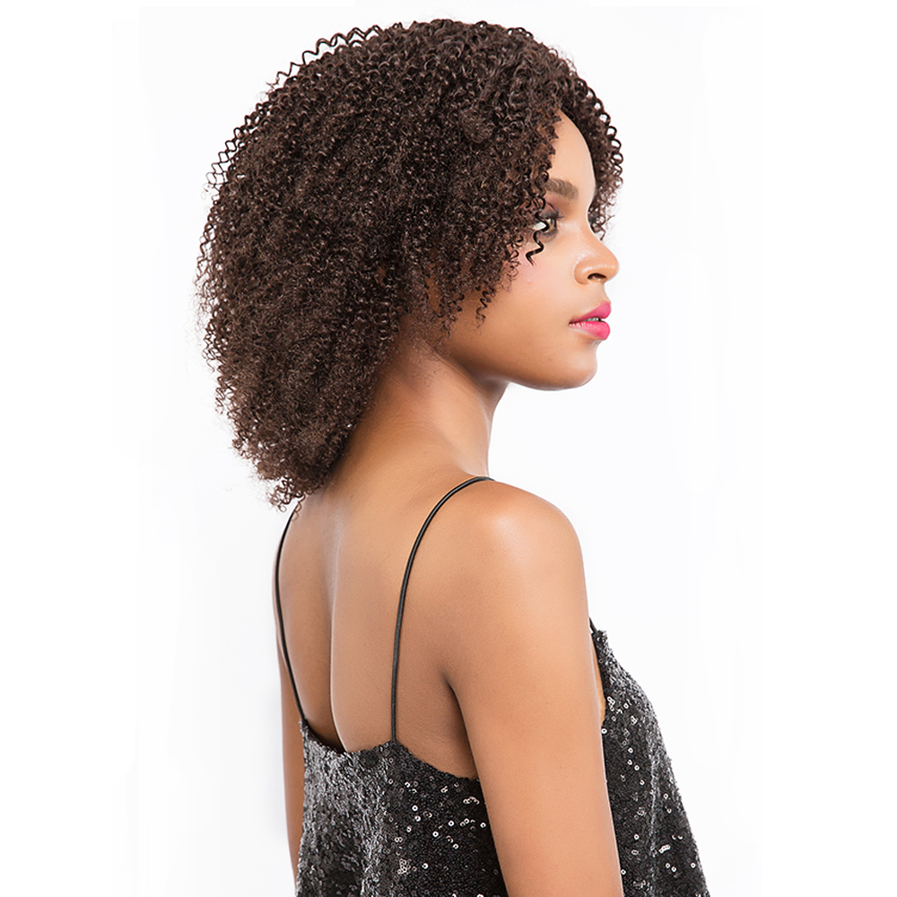 9A Brazilian 150 Density 4#Light Brown color kinky curly human hair lace front wigs with Baby Hair human hair wigs