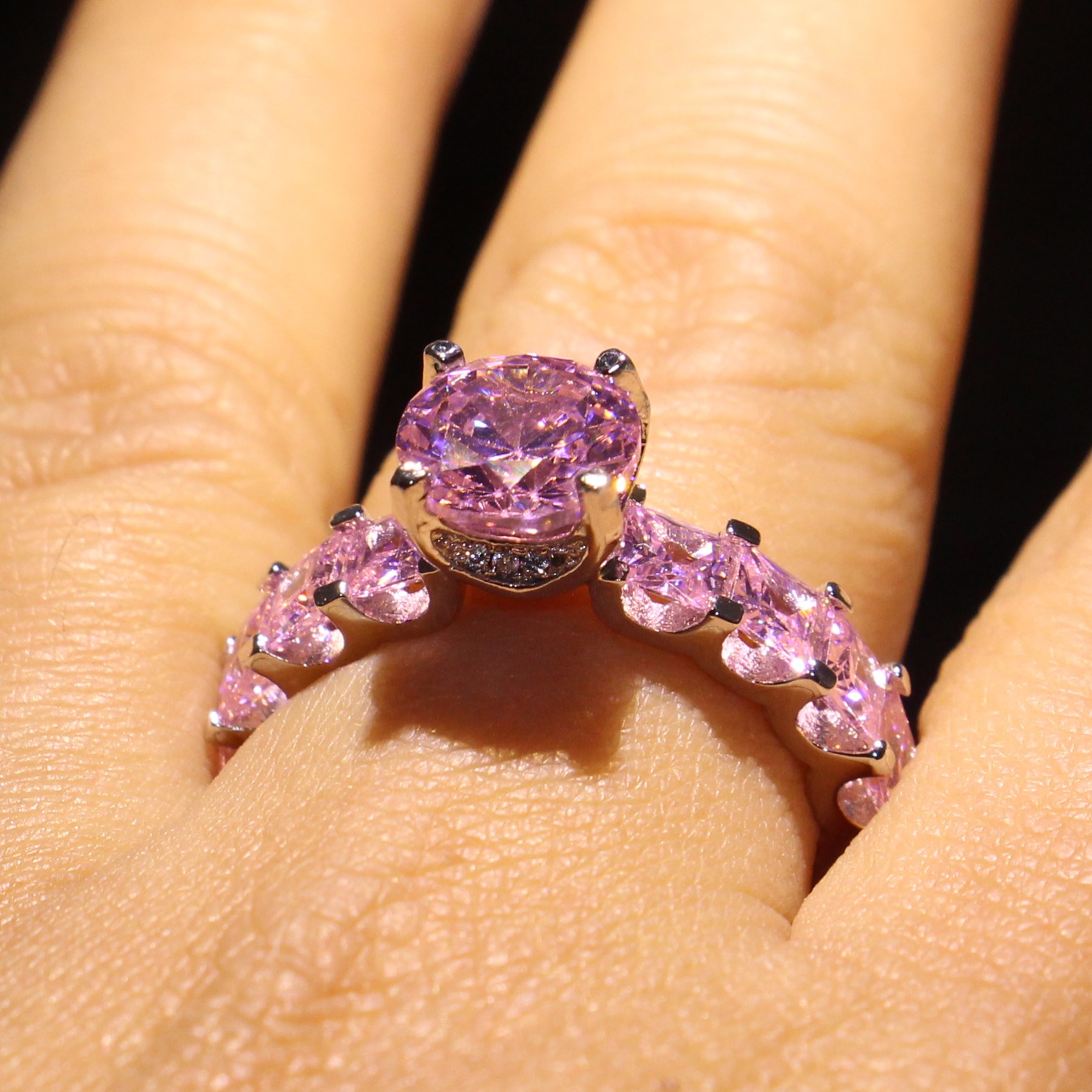 Stackable Ring: Pink Sapphire & CZ in Sterg Sier 9b70
