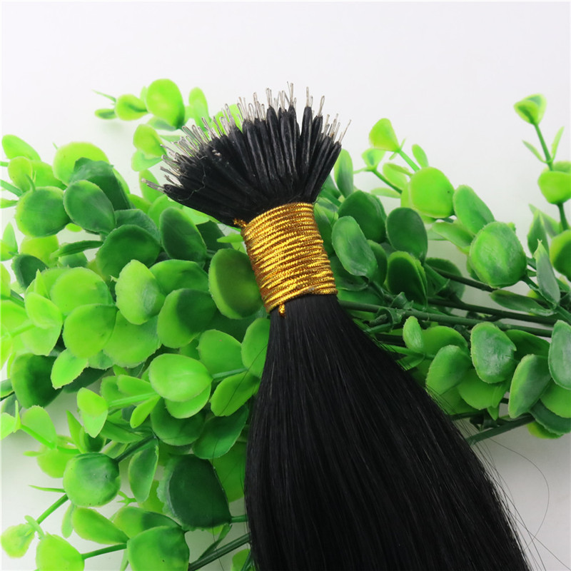 Natural Color Black Straight Hair 9A Brazilian Hair Extensions 14inch-26inch 100Strands 100gram Nano Ring Human Hair Extensions