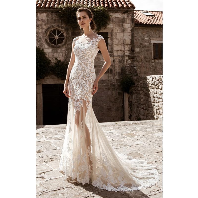 New Sexy Appliques Lace Mermaid Wedding Dresses With Detachable Train Sheer Neck Cap Sleeve Wedding Dress vestidos de novia