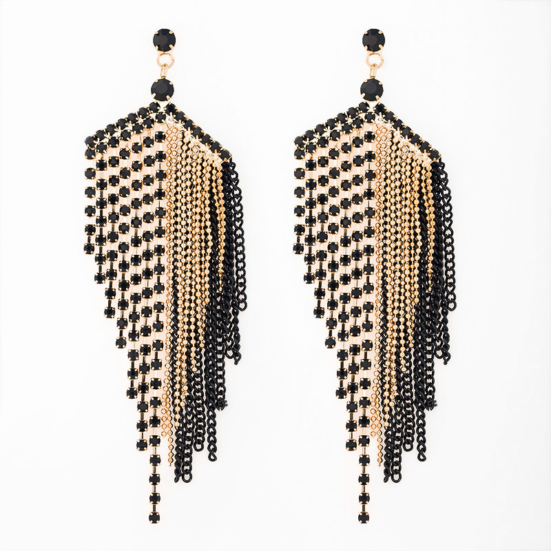 New design Large Black Tassel Earrings For Women Fashion Rhinestone Drop Earrings Wedding jewelry Gifts E054
New design Large Black Tassel Earrings For Women Fashion Rhinestone Drop Earrings Wedding jewelry Gifts E054