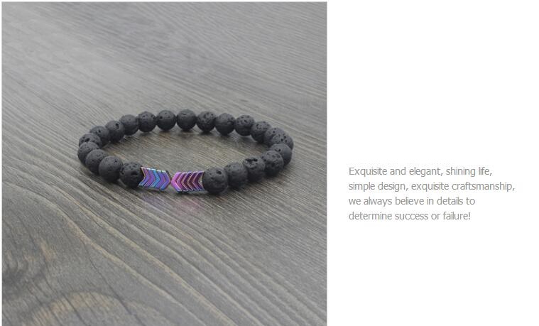 Black 8MM Volcanic Stone Hematite Beaded Strands Bracelets Wholesale Magnetic Energy Lava Rock Beads Bracelet Mix