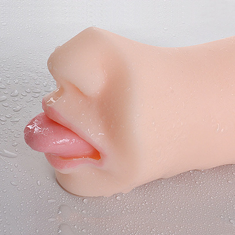 Deep Throat Male Masturbator Oral Sex Blowjob Masturbation Cup with Teeth Tongue Realistic Pocket Pussy Sex Toys for Men Y18103005
