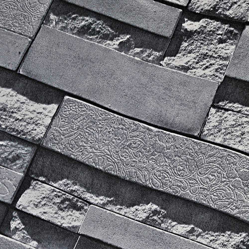 Modern Stacked brick 3d stone wallpaper roll grey brick wall background for living room pvc wall paper stereoscopic look