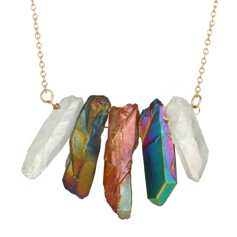Good Quality Irregular Shape Gem Stone Colorful Quartz Healing Crystal Stone Pendant Necklace Women Girls Necklaces Jewelry
Good Quality Irregular Shape Gem Stone Colorful Quartz Healing Crystal Stone Pendant Necklace Women Girls Necklaces Jewelry