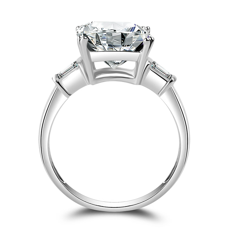 Women's 5 ct Square Three Stone Ring, Sterg Sier, White Topaz & CZ, Engagement, Wedding, Anniversary Ring