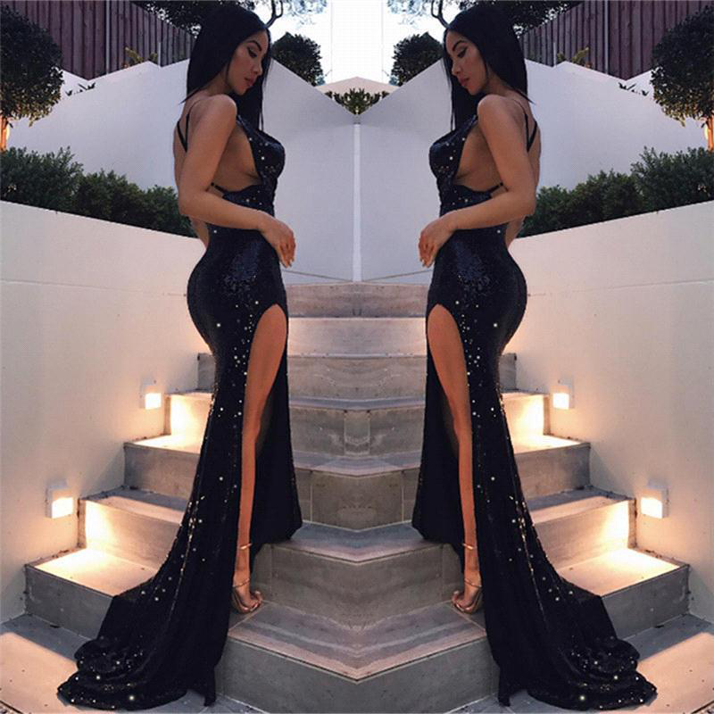 2018 Navy Blue Backless Sequined Dresses Halter Neck Mermaid Prom Dress Beads Long Evening Gowns For Party Wear, Fuchsia
2018 Navy Blue Backless Sequined Dresses Halter Neck Mermaid Prom Dress Beads Long Evening Gowns For Party Wear, Fuchsia