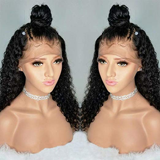 Pre plucked Curly hd transparent wig with baby hair Natural hairline brazilian virgin 360 lace frontal wigs water wave human hairs 130%density diva1