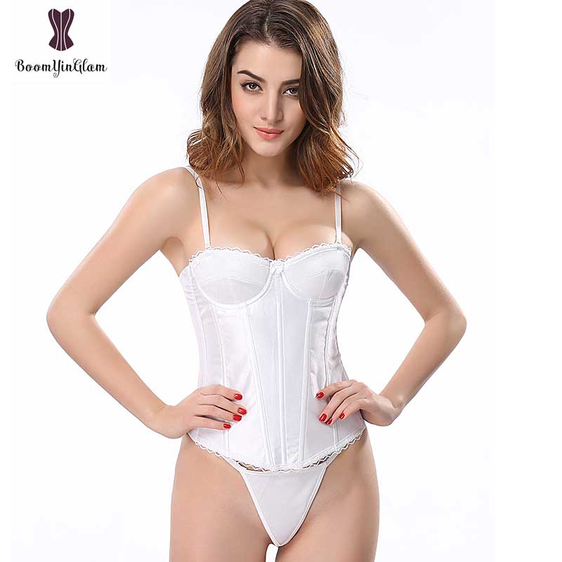 White Corset with Cup Free shipping Elastic Bone Lace Corselet Satin Waist Trainer Adjustable Straps Corset Bridal Bra Bustier, Ivory
White Corset with Cup Free shipping Elastic Bone Lace Corselet Satin Waist Trainer Adjustable Straps Corset Bridal Bra Bustier, Ivory